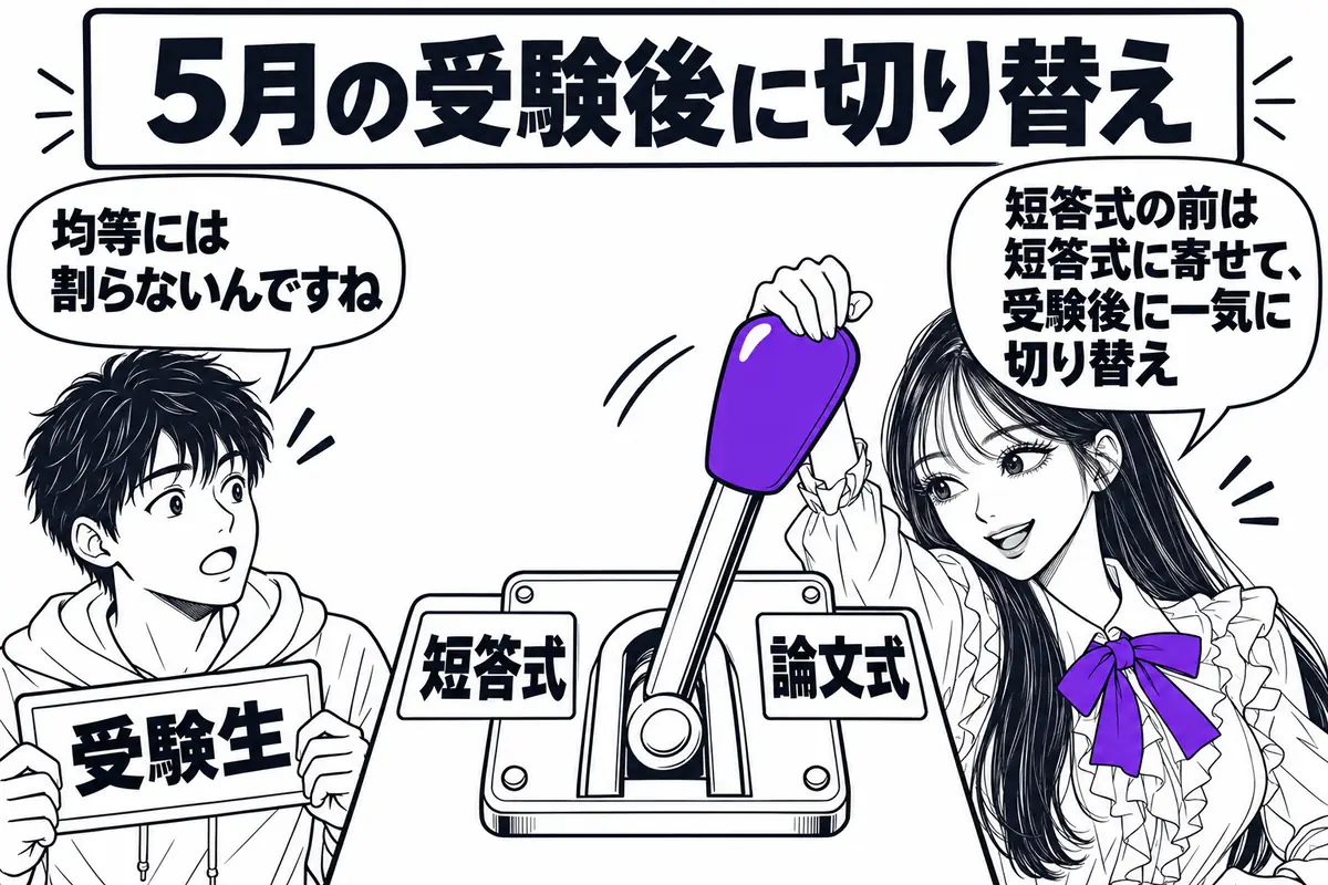 初受験で両方を狙うなら、短答式の前は短答式に寄せ、受験後に論文式へ一気に切り替える