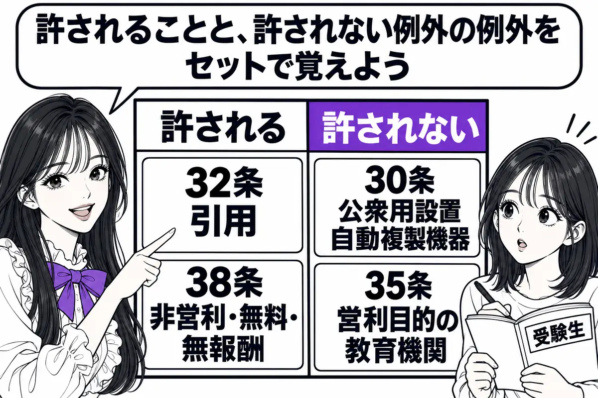 権利制限規定は何が許されるかだけでなく、許されない例外の例外まで問われる