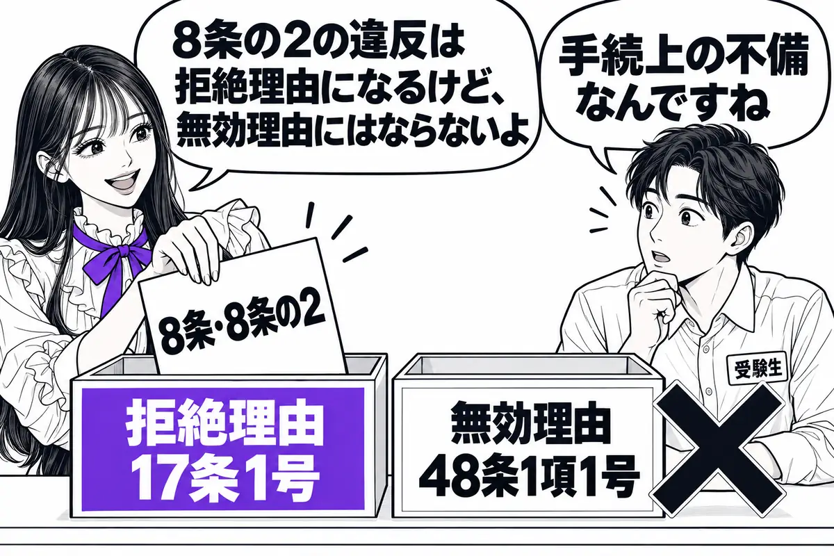 内装や組物の要件違反は拒絶理由（17条1号）だが、意匠登録無効審判の理由（48条1項1号）にはならない