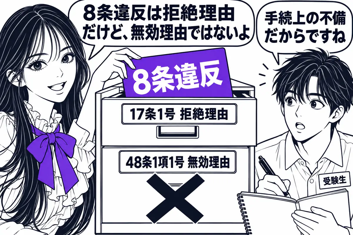 8条の違反は拒絶理由にはなるが、意匠登録の無効理由にはならない