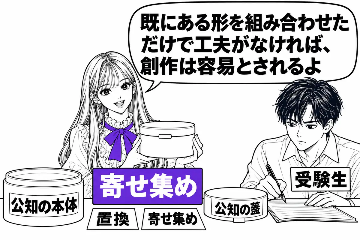 既にある形を入れ替えたり組み合わせたりしただけで工夫がなければ、容易に創作できたと判断される