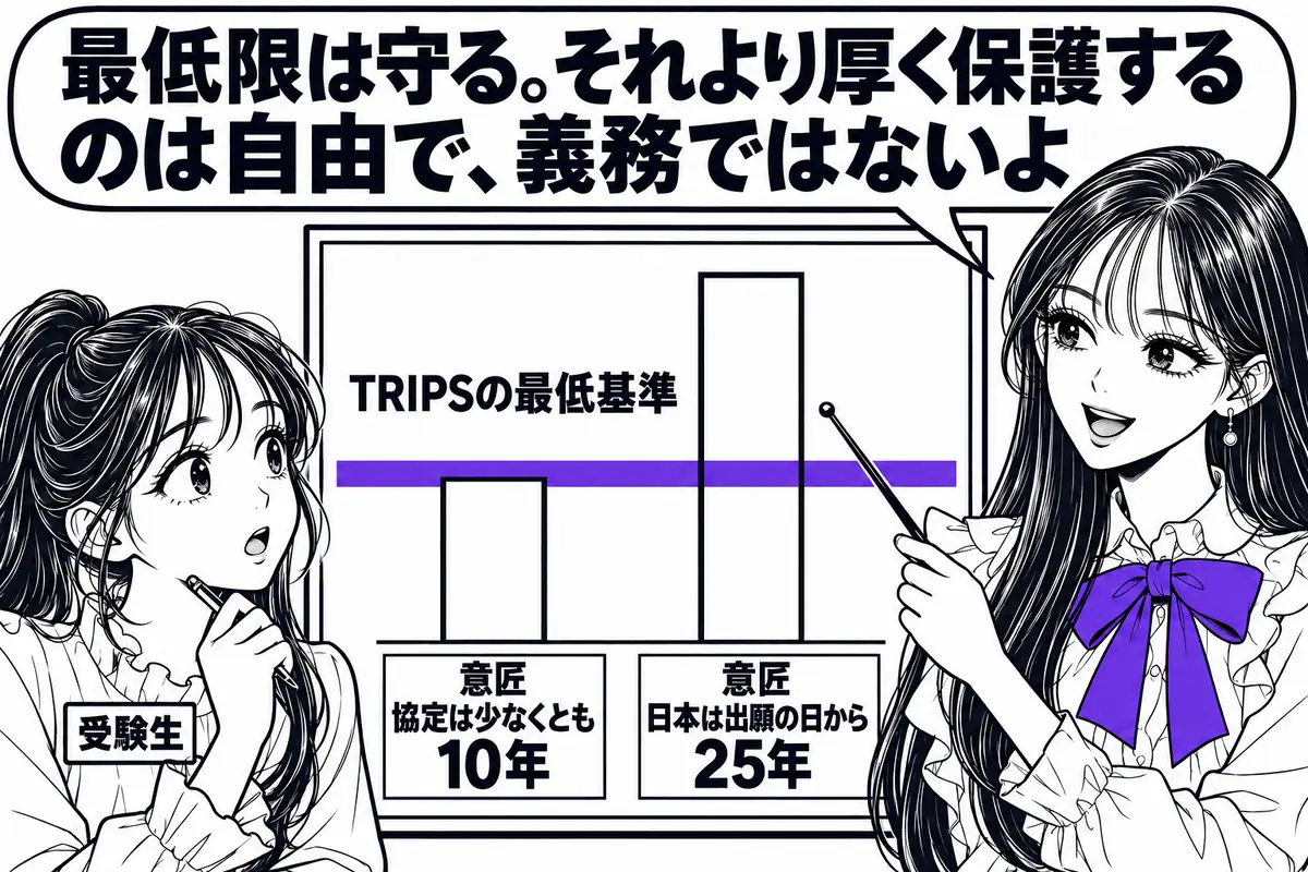 TRIPS協定は最低基準を定める協定で、加盟国はより広い保護を与えることができるが義務ではない