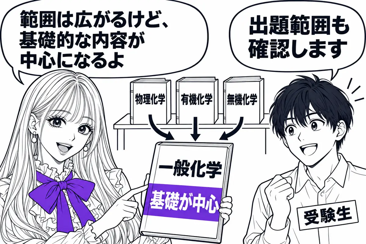統合後の選択問題は範囲が広がるが、基礎的な内容を中心にして難易度を調整する