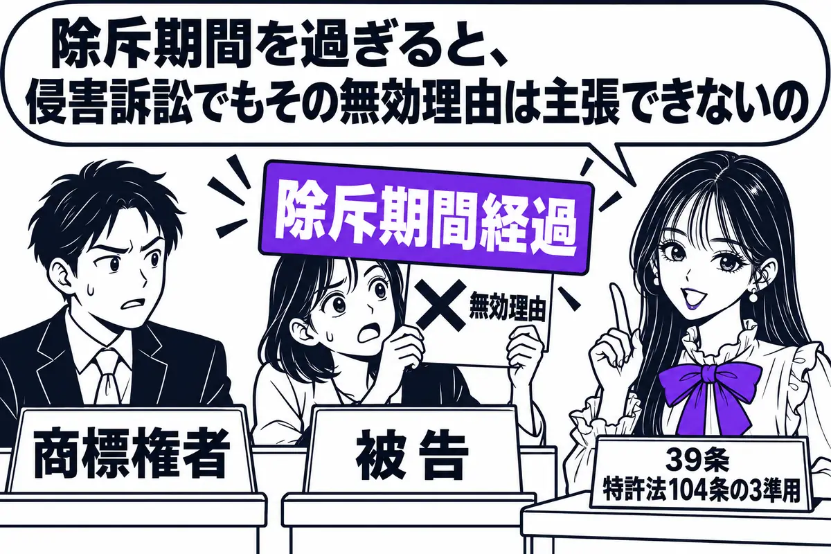除斥期間を過ぎると、その無効理由を侵害訴訟で主張して権利行使を止めることも許されない