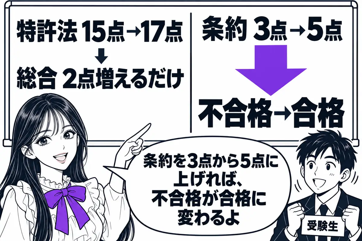 直前期は得意科目を伸ばすより、足切りにかかりそうな科目を引き上げる方が合格に近づく