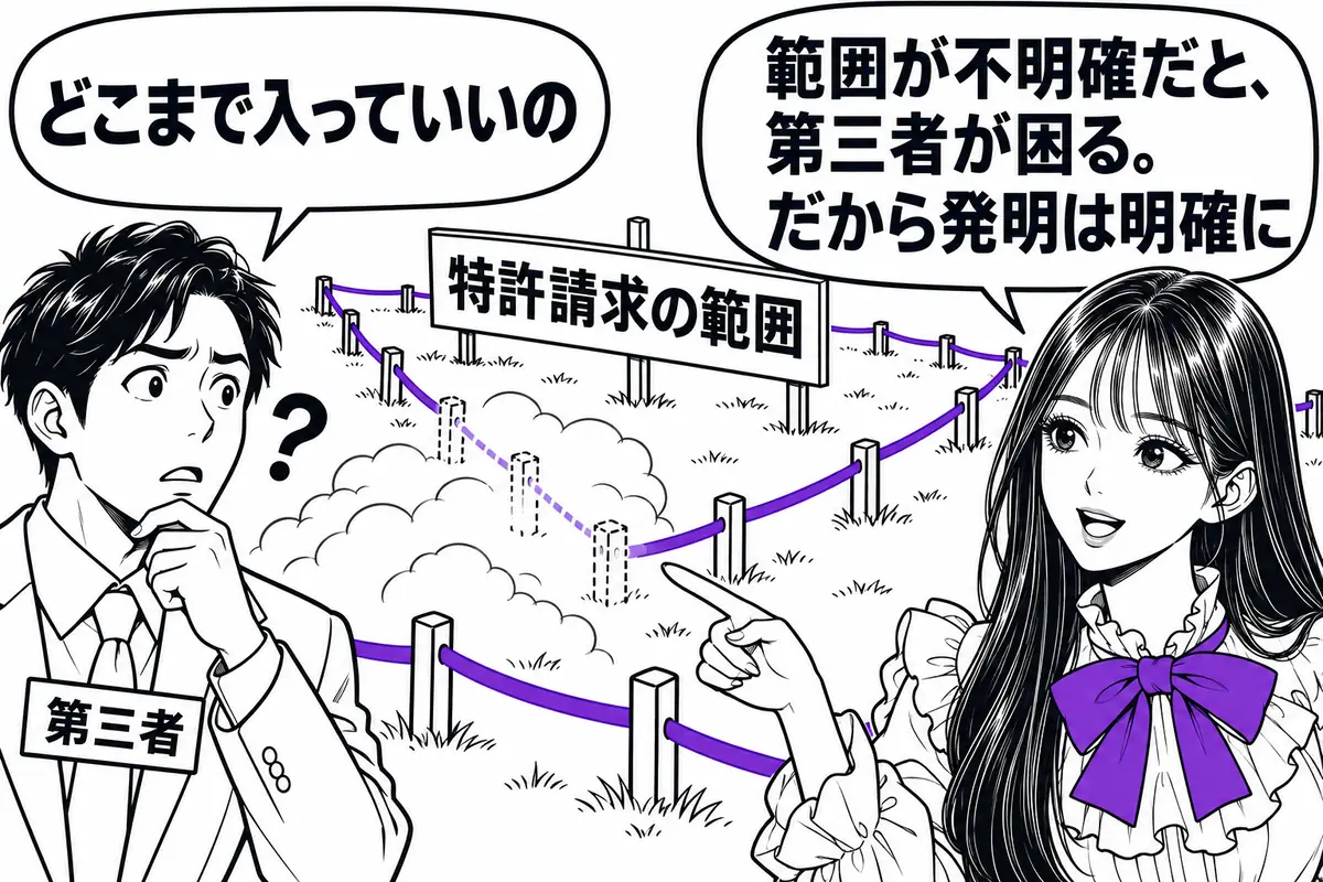 特許請求の範囲は権利範囲を画するので、発明が明確であることが求められる