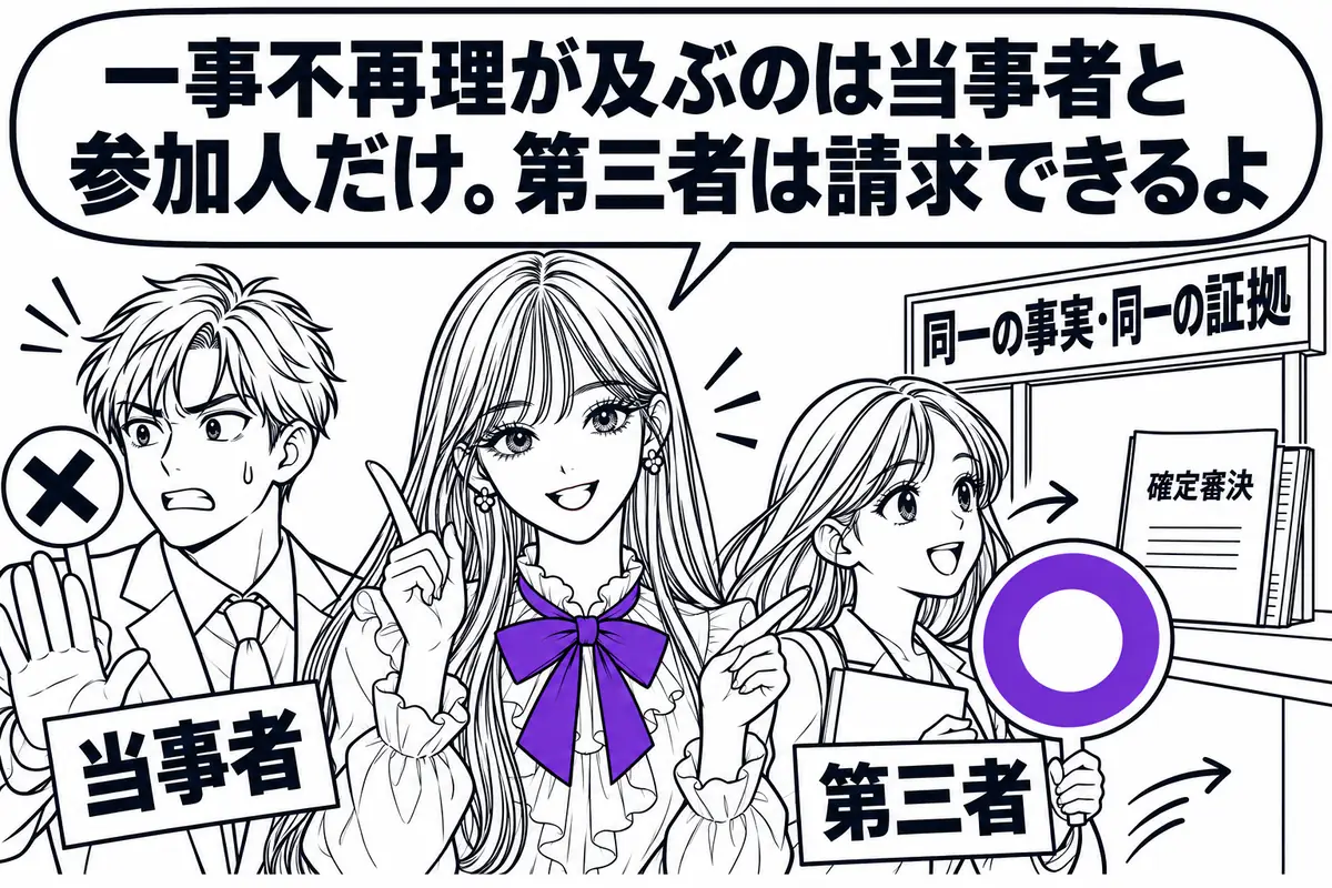 無効審判の確定審決による一事不再理は当事者と参加人にだけ及び、第三者は同一の事実・証拠でも請求できる