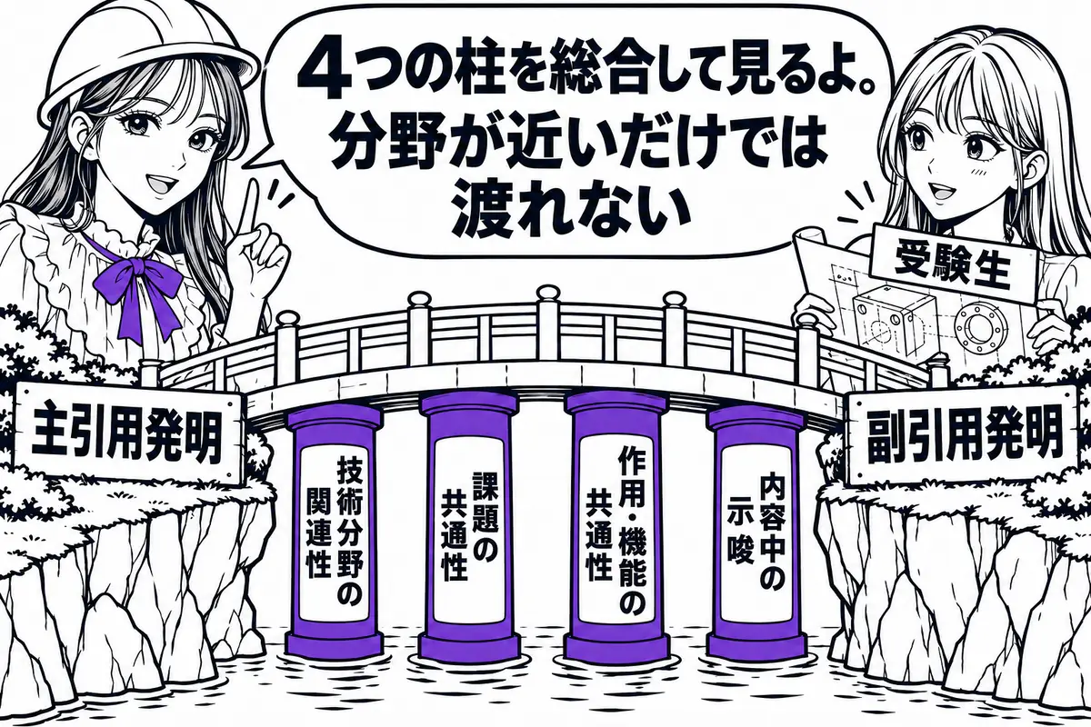 副引用発明を適用する動機付けは、4つの観点を総合して判断する